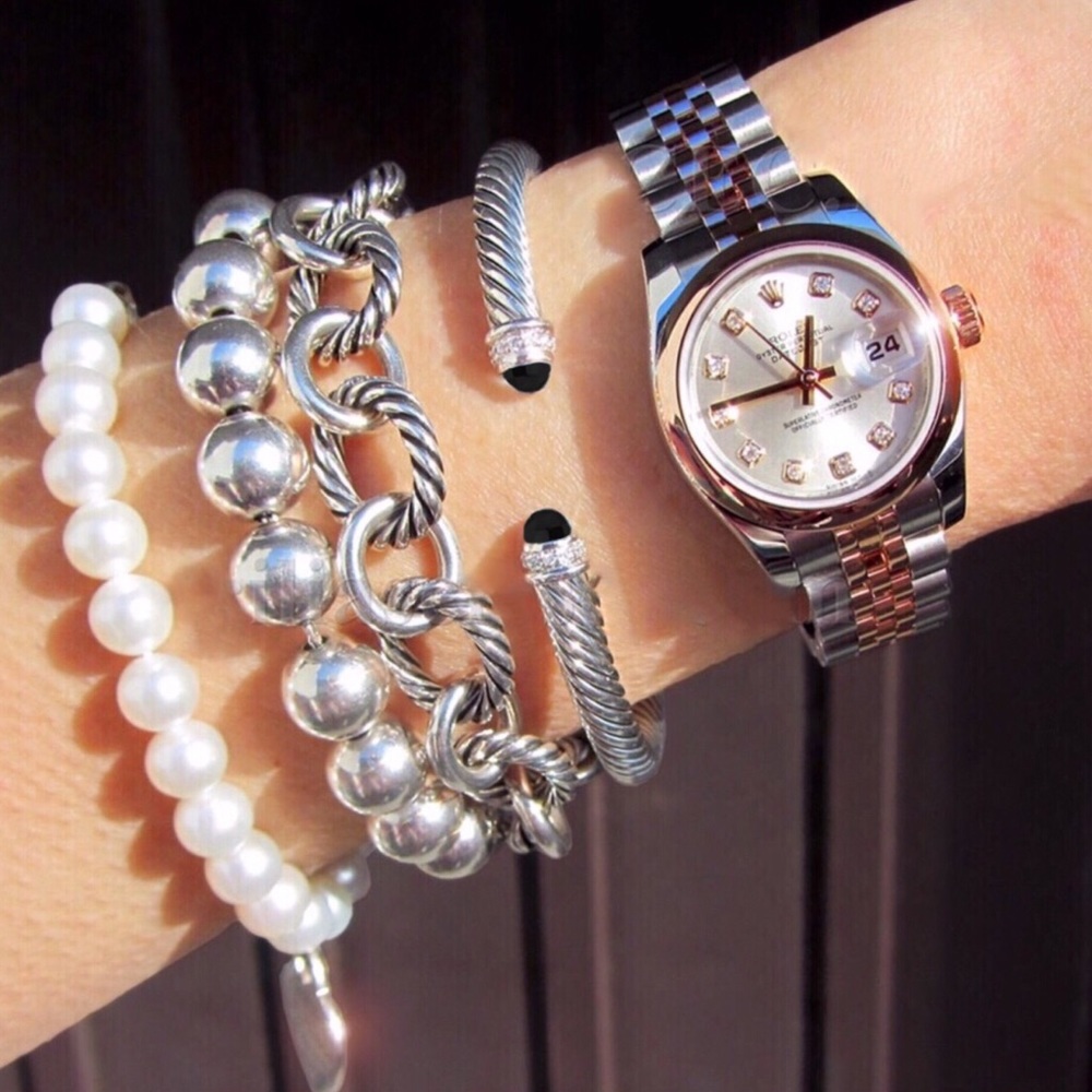 DAVID YURMAN • Black Onyx Diamond Cuff Bracelet - Picture 2 of 8